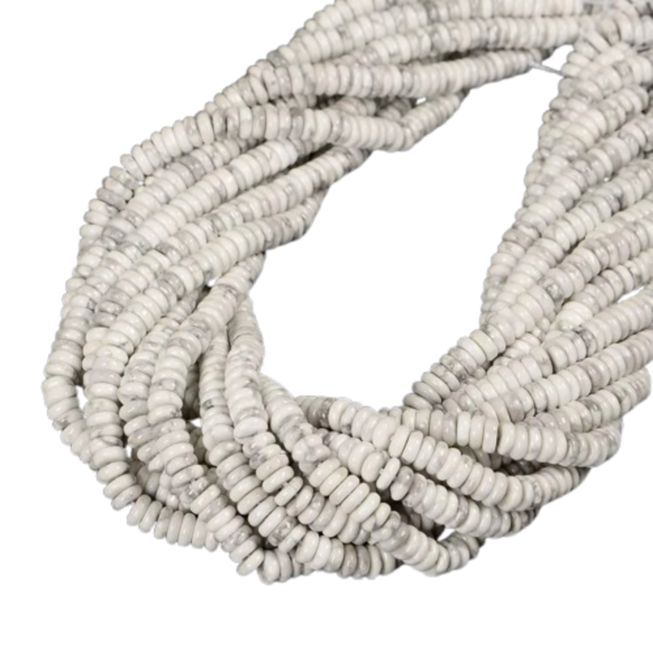 Natural White Howlite Smooth Rondelle Beads Size 2x6mm 15.5" Strand